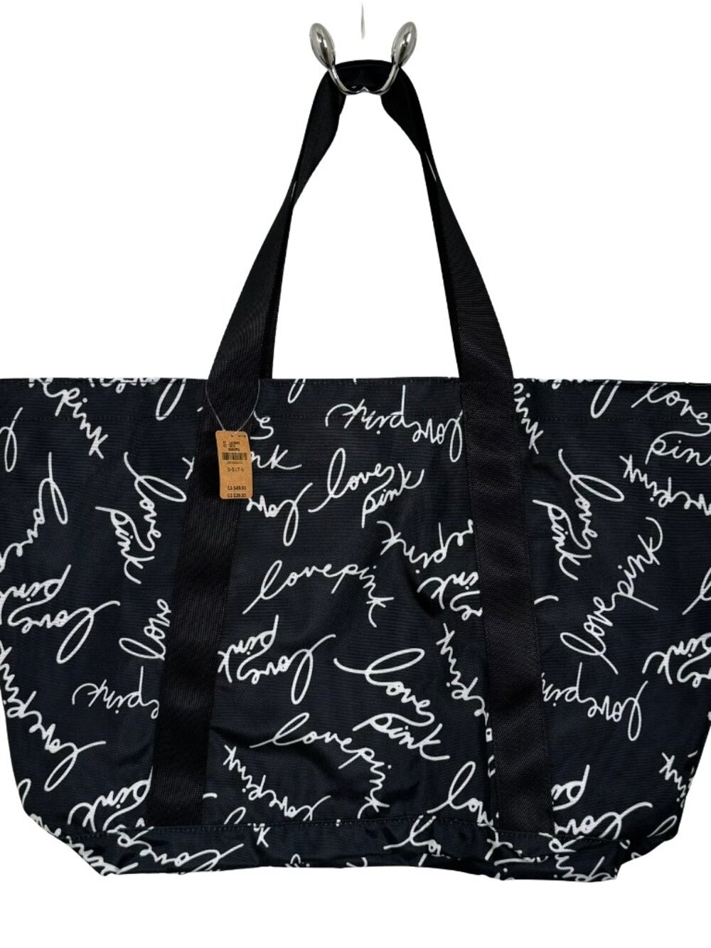 PINK Victoria’s Secret Black Weekender Tote Zip Closure NWT